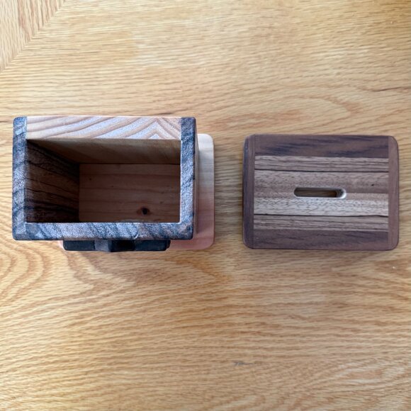 Tzedaka Charity Box Hand Crafted Zebrawood Star of David Judaica - Picture 7 of 10